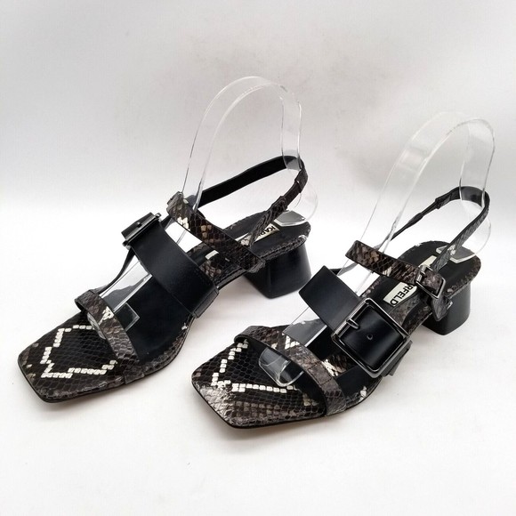 Karl Lagerfeld Womens Brown Black Snake Print Slingback Block Heel Sandal  6.5 M - Picture 3 of 7
